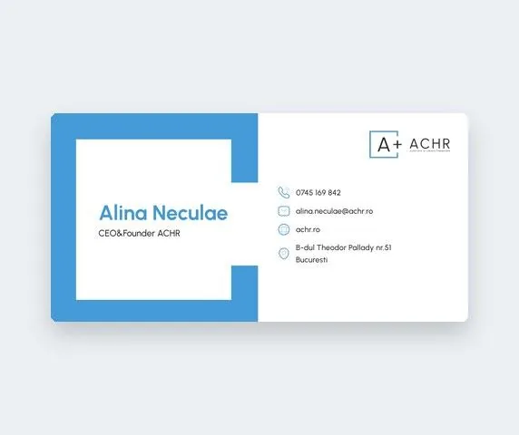 Carte de vizită ACHR a Alinei Neculae