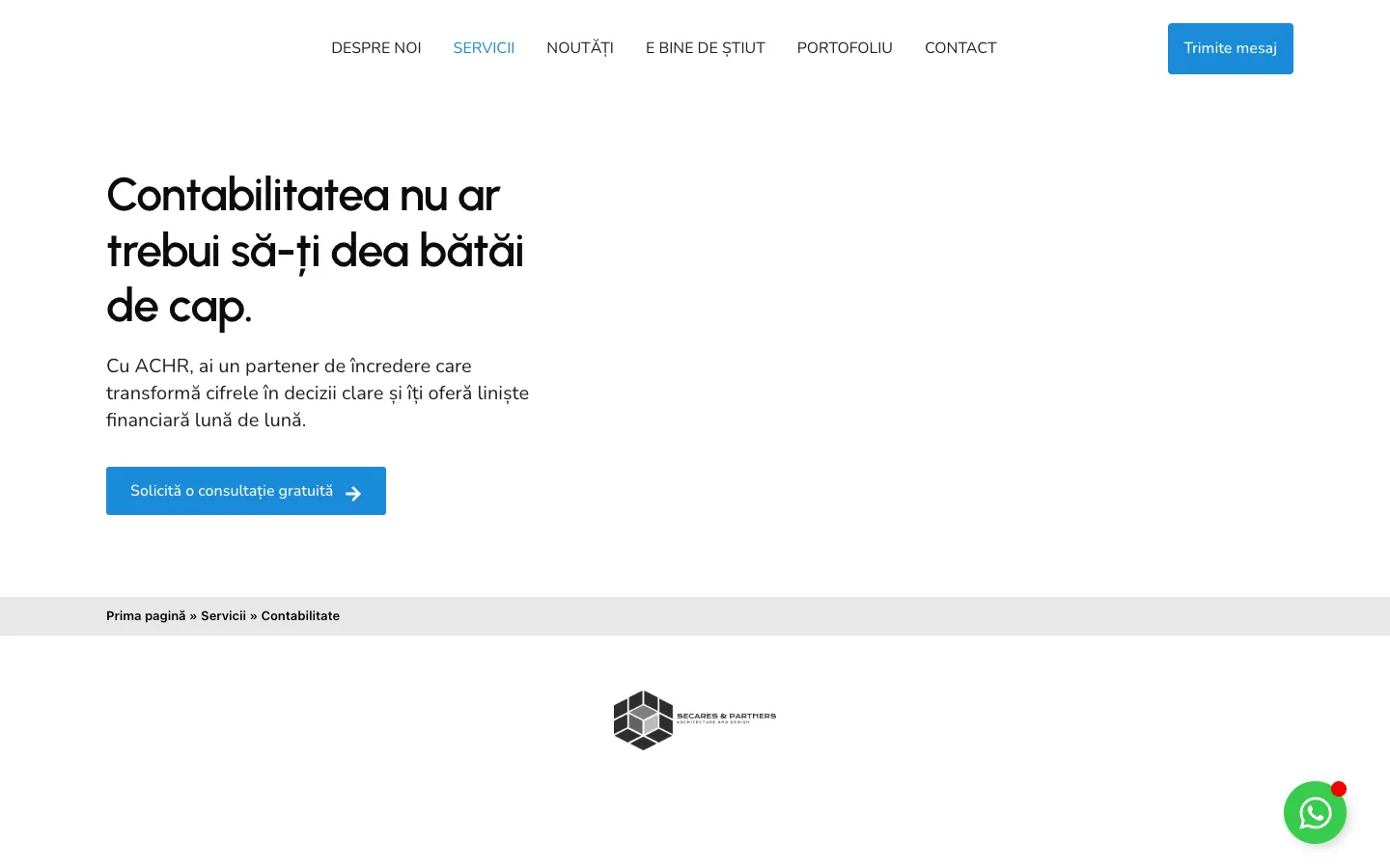 Pagina nouă de contabilitate ACHR, cu titlul „Contabilitatea nu ar trebui să-ți dea bătăi de cap.”