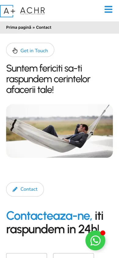 Pagina nouă de contact ACHR pe telefon