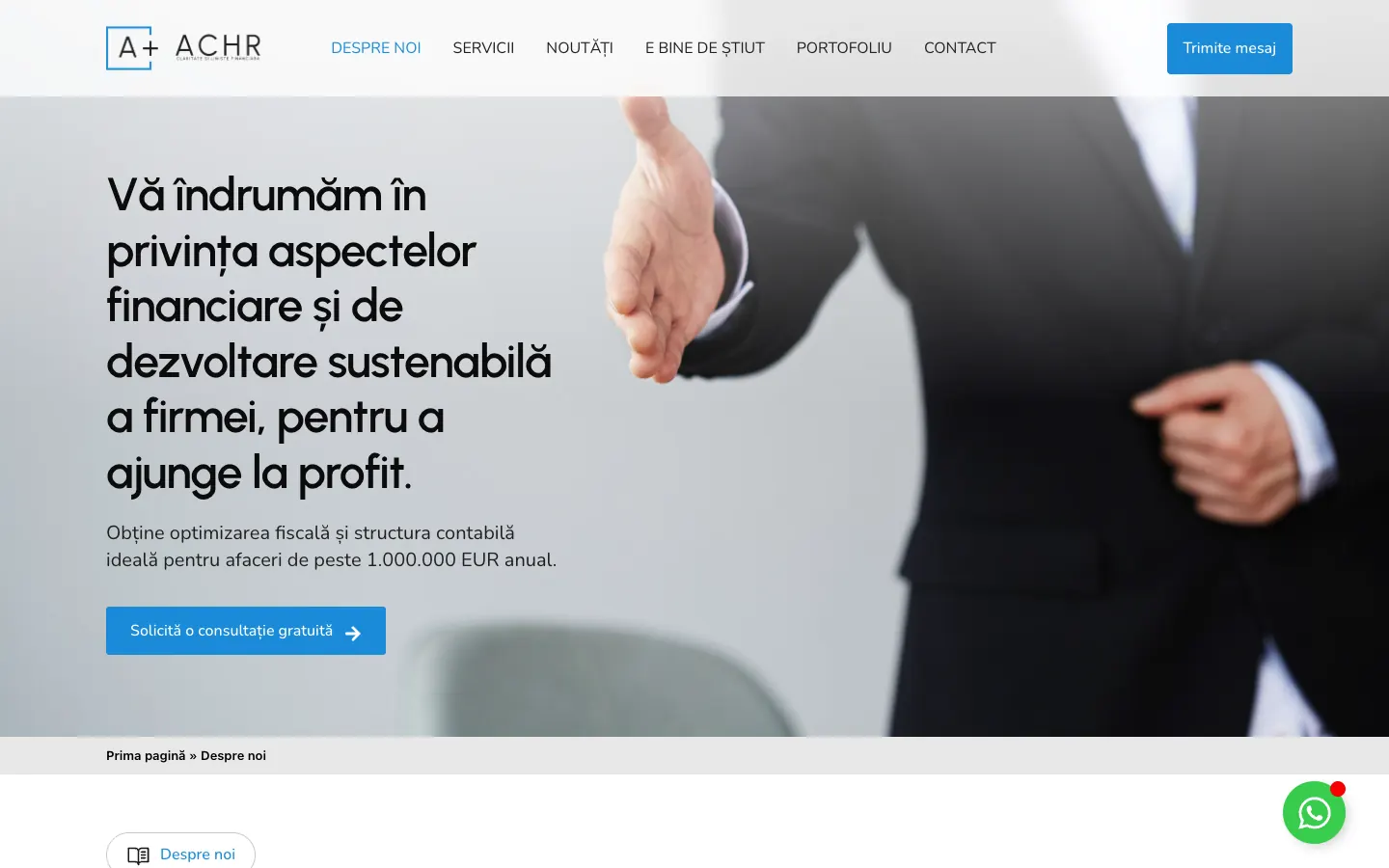 Pagina nouă „Despre noi” ACHR, cu fondatoarea, cifrele companiei și text aerisit