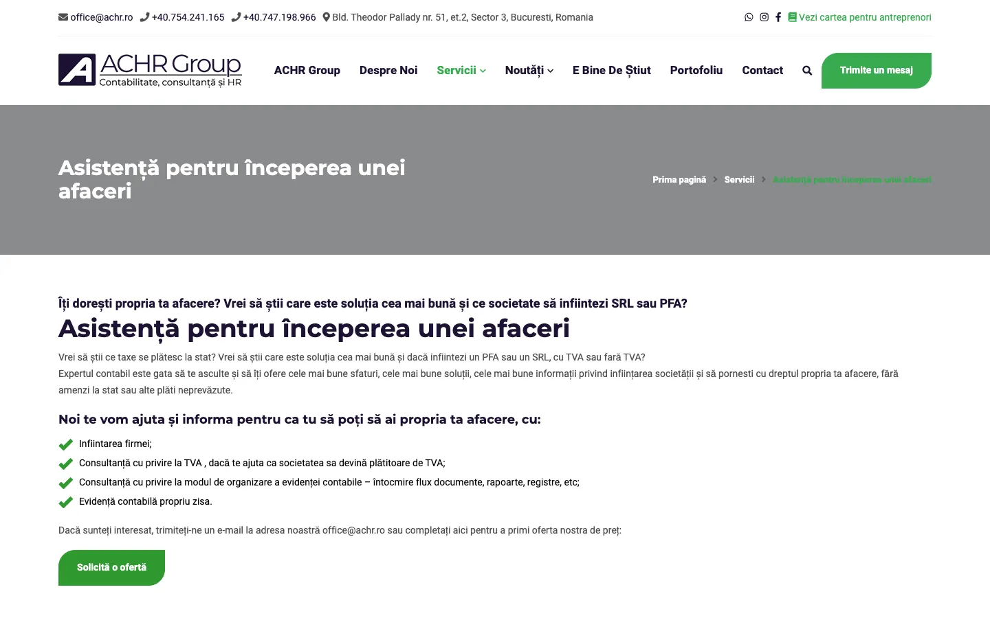 Pagina veche ACHR „Asistență pentru începerea unei afaceri”