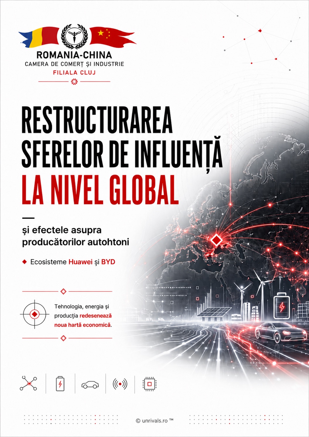 Coperta broșurii conferinței: Restructurarea sferelor de influență la nivel global și efectele asupra producătorilor autohtoni.