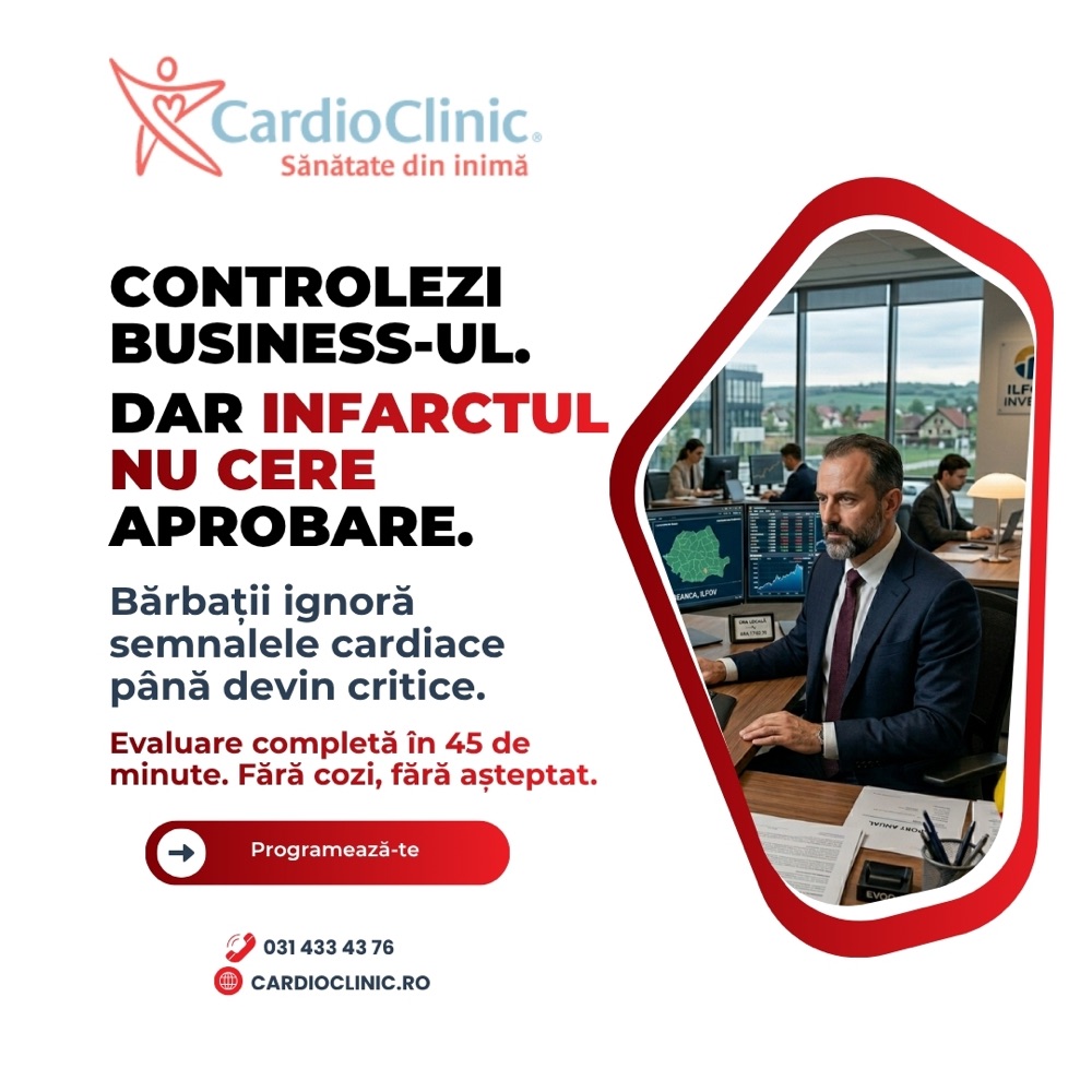 Reclamă Cardio Clinic, avatar Radu: „Controlezi business-ul. Dar infarctul nu cere aprobare.”