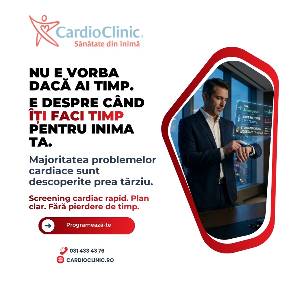 Reclamă Cardio Clinic, avatar Radu: „Nu e vorba dacă ai timp. E despre când îți faci timp pentru inima ta.”