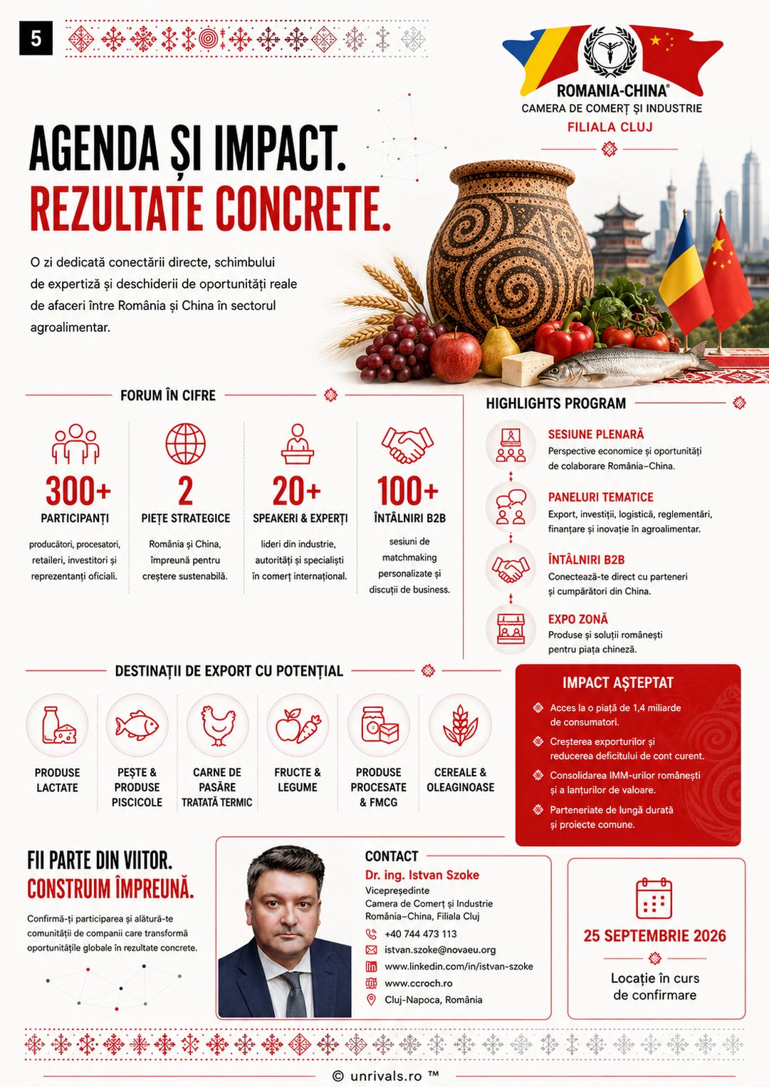 Pagina campaniei: agenda și impactul forumului, forumul în cifre și destinațiile de export cu potențial.