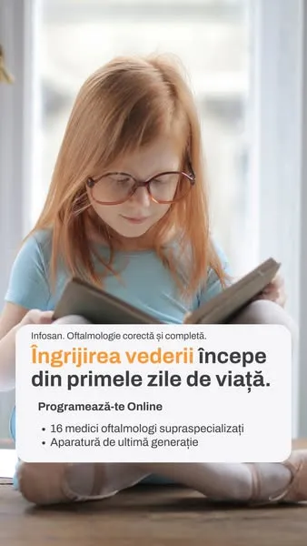 Reclamă Infosan live pe Meta: „Îngrijirea vederii începe din primele zile de viață”