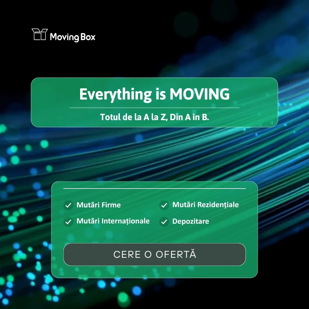 Banner MovingBox: „Everything is moving”, lumini în mișcare