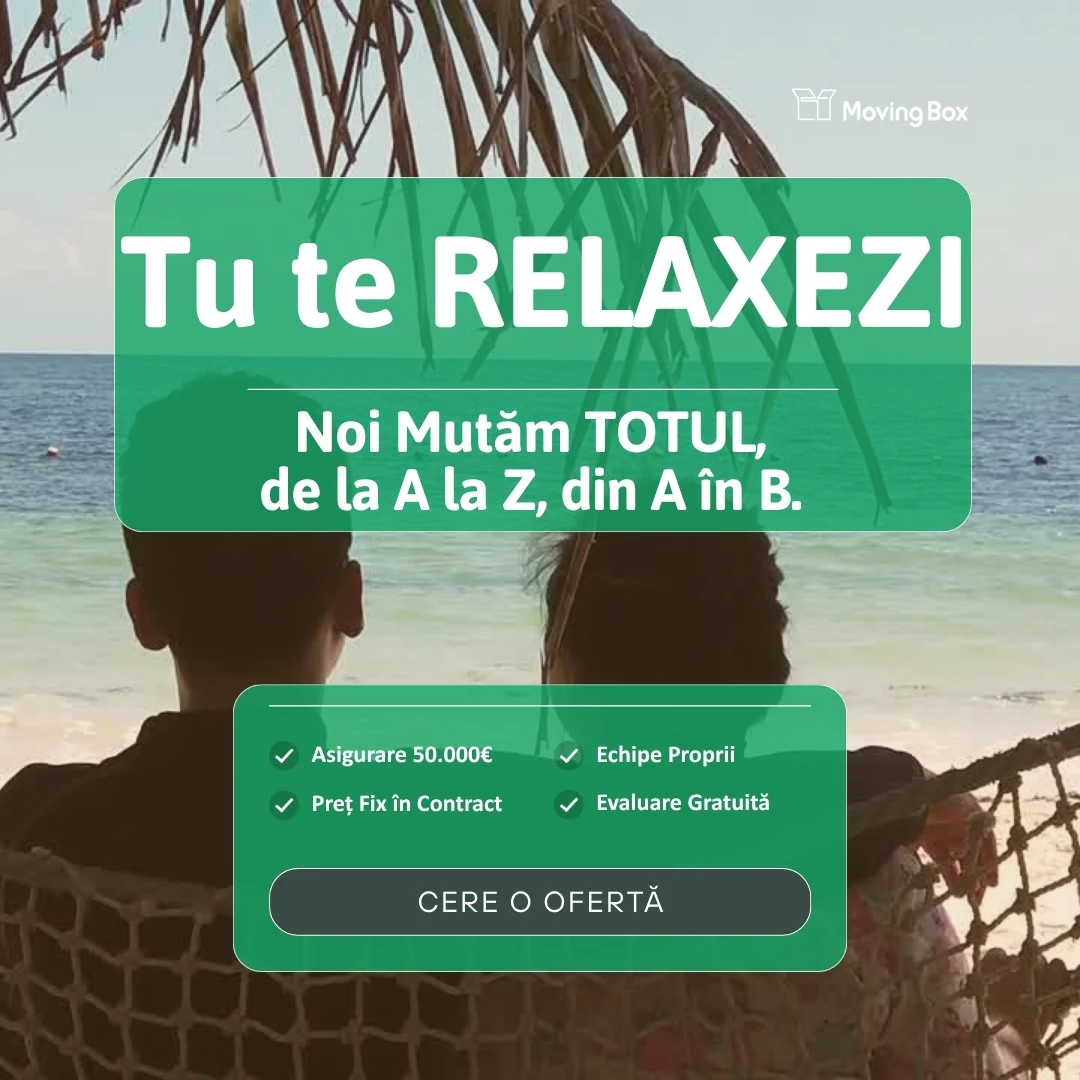 Banner MovingBox: „Tu te relaxezi. Noi mutăm totul, de la A la Z, din A în B”