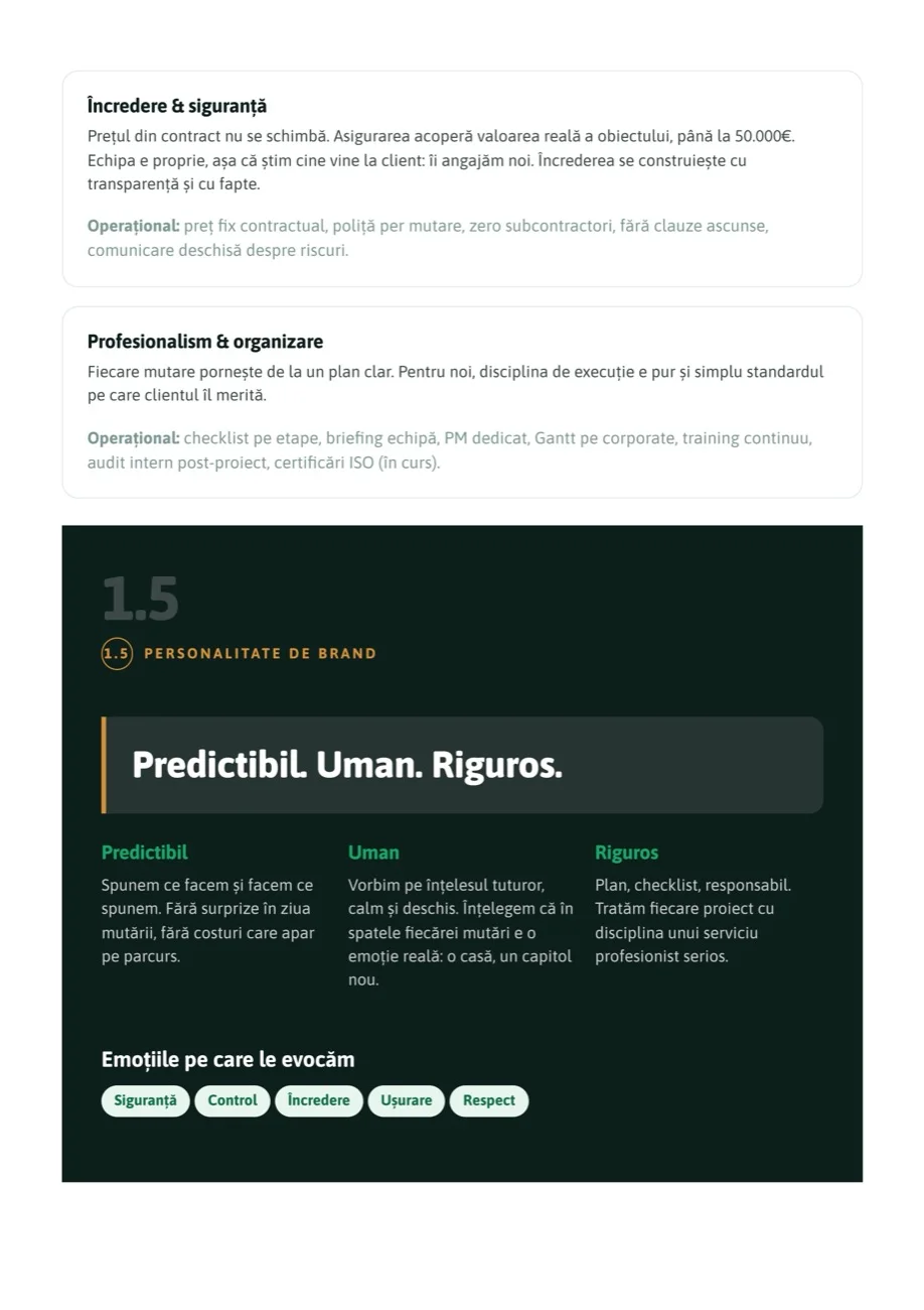 Personalitatea brandului MovingBox: predictibil, uman, riguros