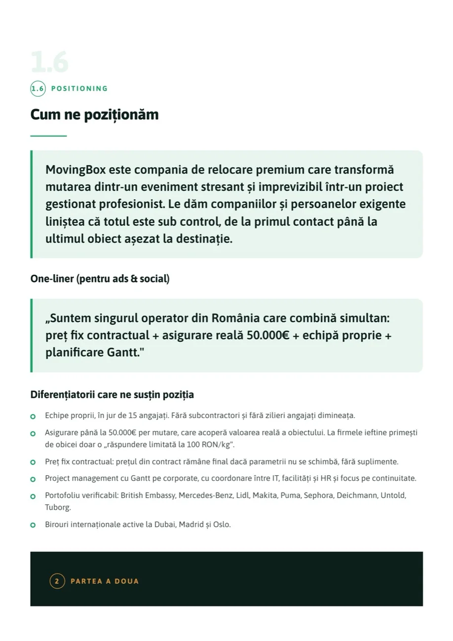 Pagina de poziționare din manualul MovingBox