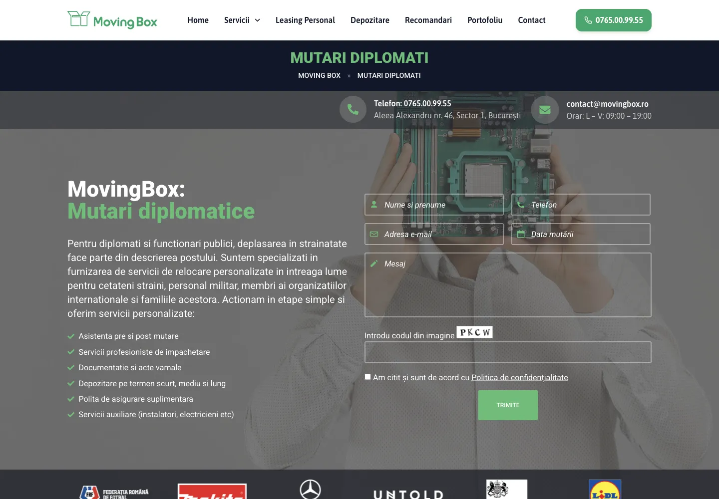 Pagina veche de mutări pentru diplomați MovingBox
