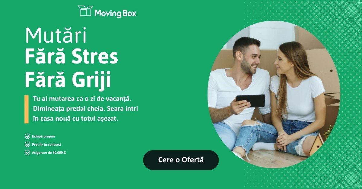 Banner orizontal MovingBox: „Mutări fără stres, fără griji”
