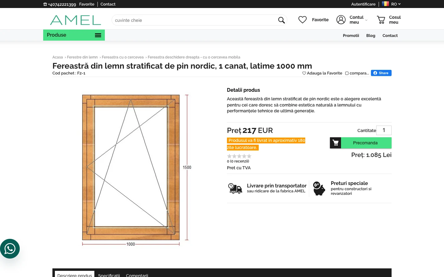 Pagina de produs cu cel mai mare trafic organic de pe amel.ro