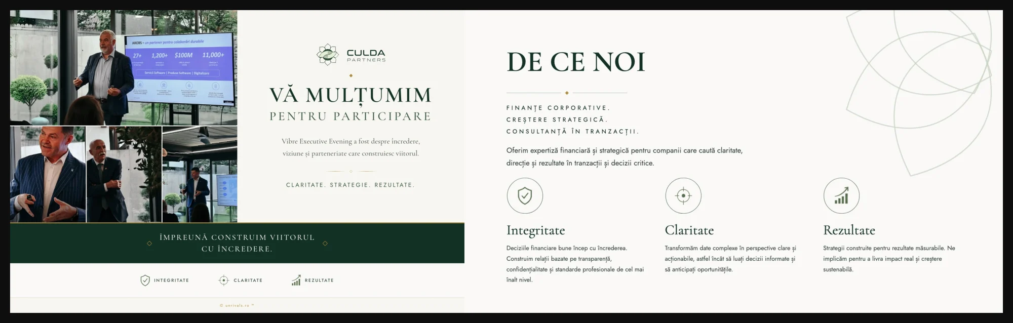 Vibre Executive Evening · banner și deck video